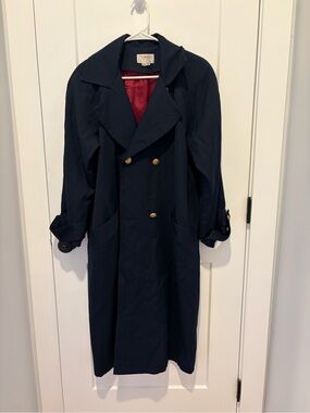 Classic Navy Double-Breasted Trench Coat - Women